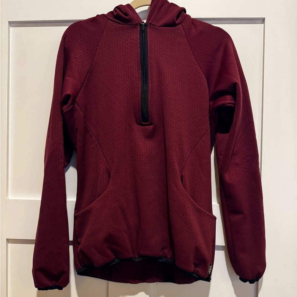Vintage Handmade Kodiak Coat Burgundy Half Zip Hoodie